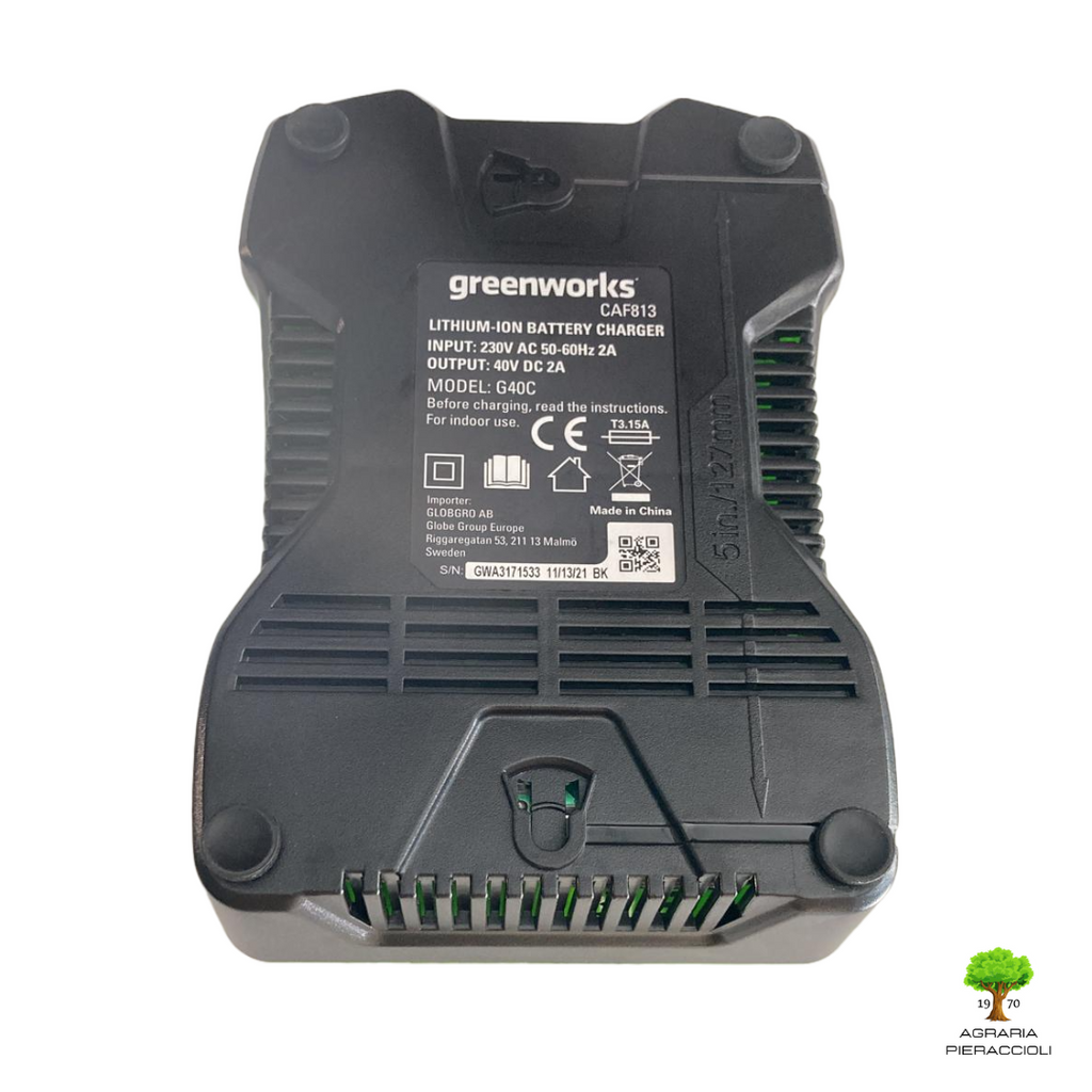 CARICABATTERIE CARICATORE BATTERIA 40V ORIGINALE GREENWORKS G40C 2Ah CRAMER1