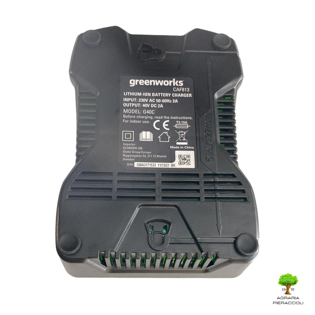 CARICABATTERIE CARICATORE BATTERIA 40V ORIGINALE GREENWORKS G40C 2Ah CRAMER1