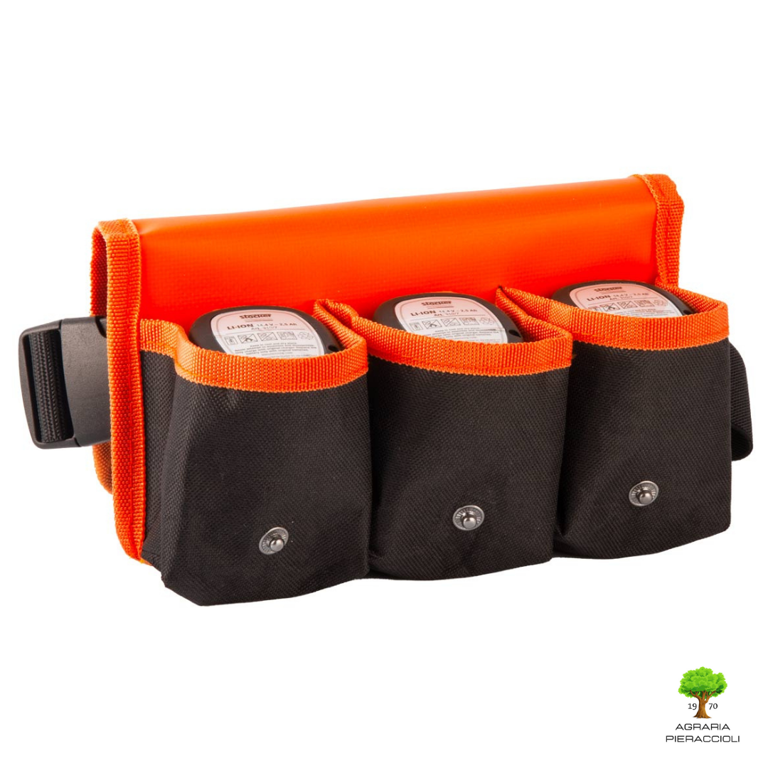FODERO PER BATTERIE UNIVERSALE FORBICI ELETTRICHE STOCKER 427 3 TASCHE NYLON PVC1
