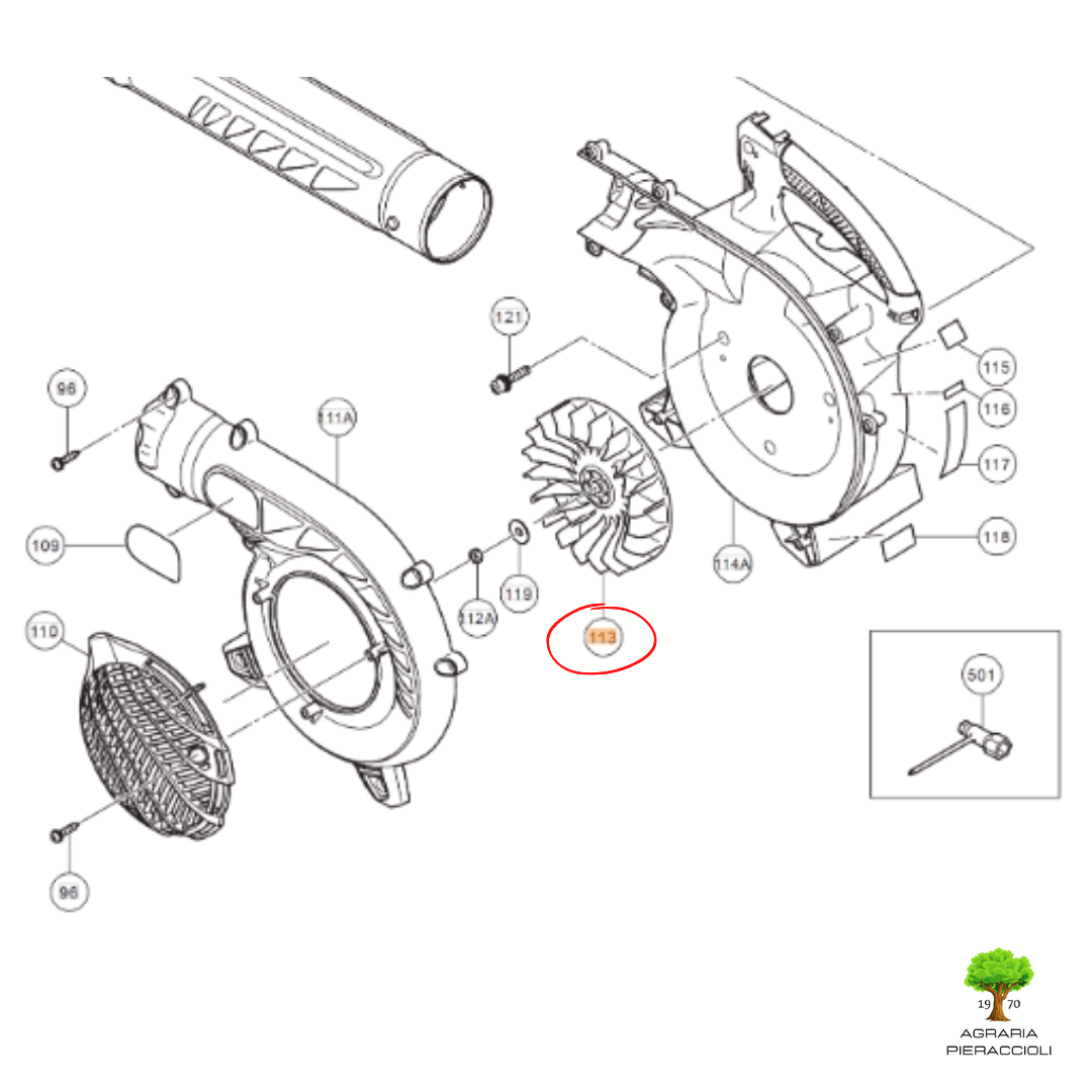 VENTOLA RICAMBIO ORIGINALE PER SOFFIATORE HITACHI RB24EAP   66983784