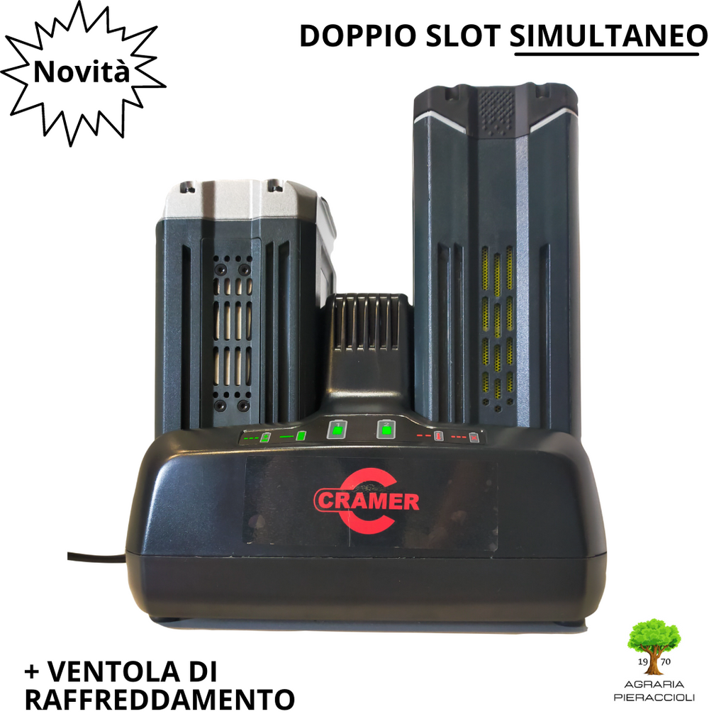 NEW CARICABATTERIA 82V CRAMER/GREENWORKS 82C2 2 SLOT + VENTOLA DI RAFFREDDAMENTO0