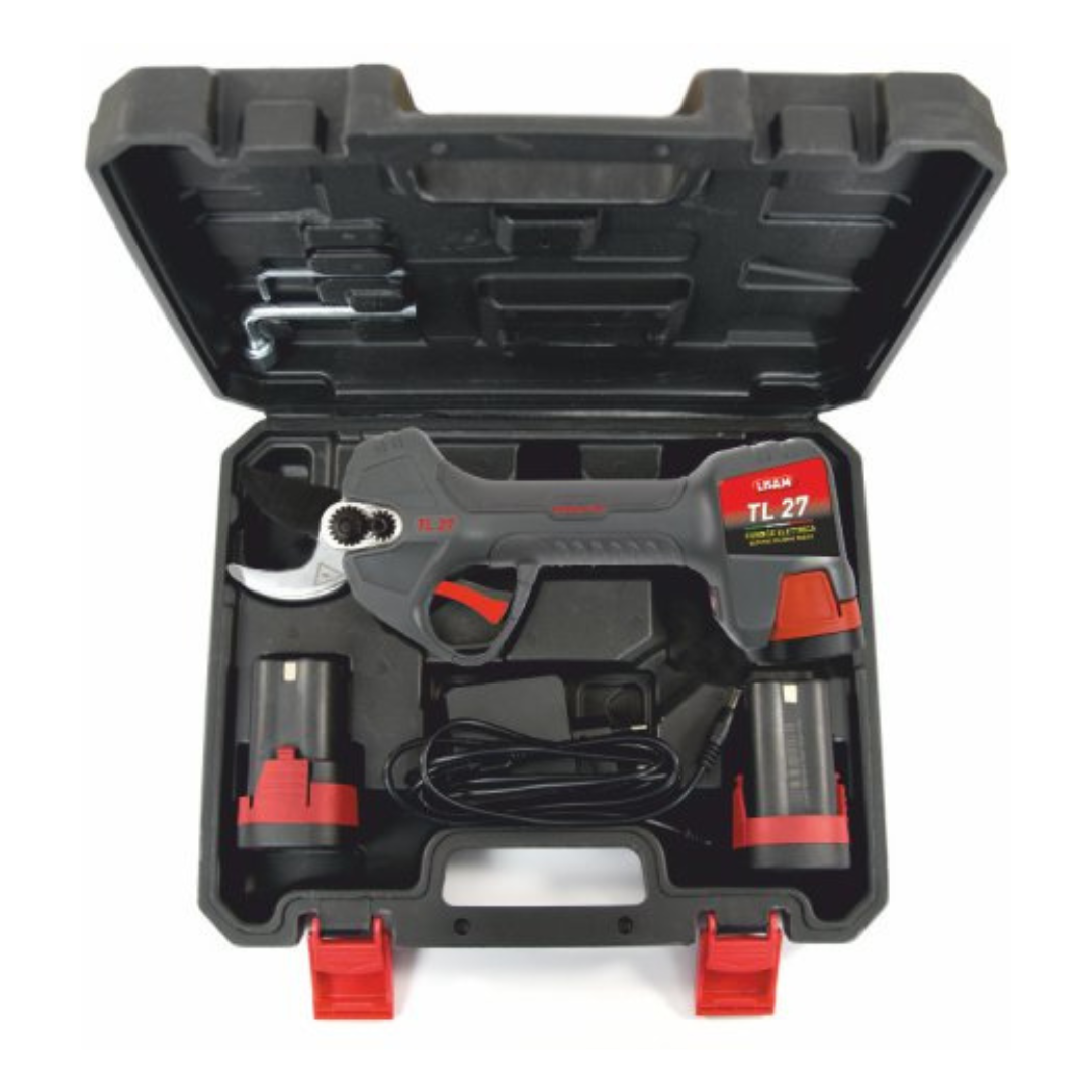 LISAM TL 27 FORBICE A BATTERIA DA POTATURA Ø27mm 2 BATTERIE 2Ah FODERO INCLUSO2