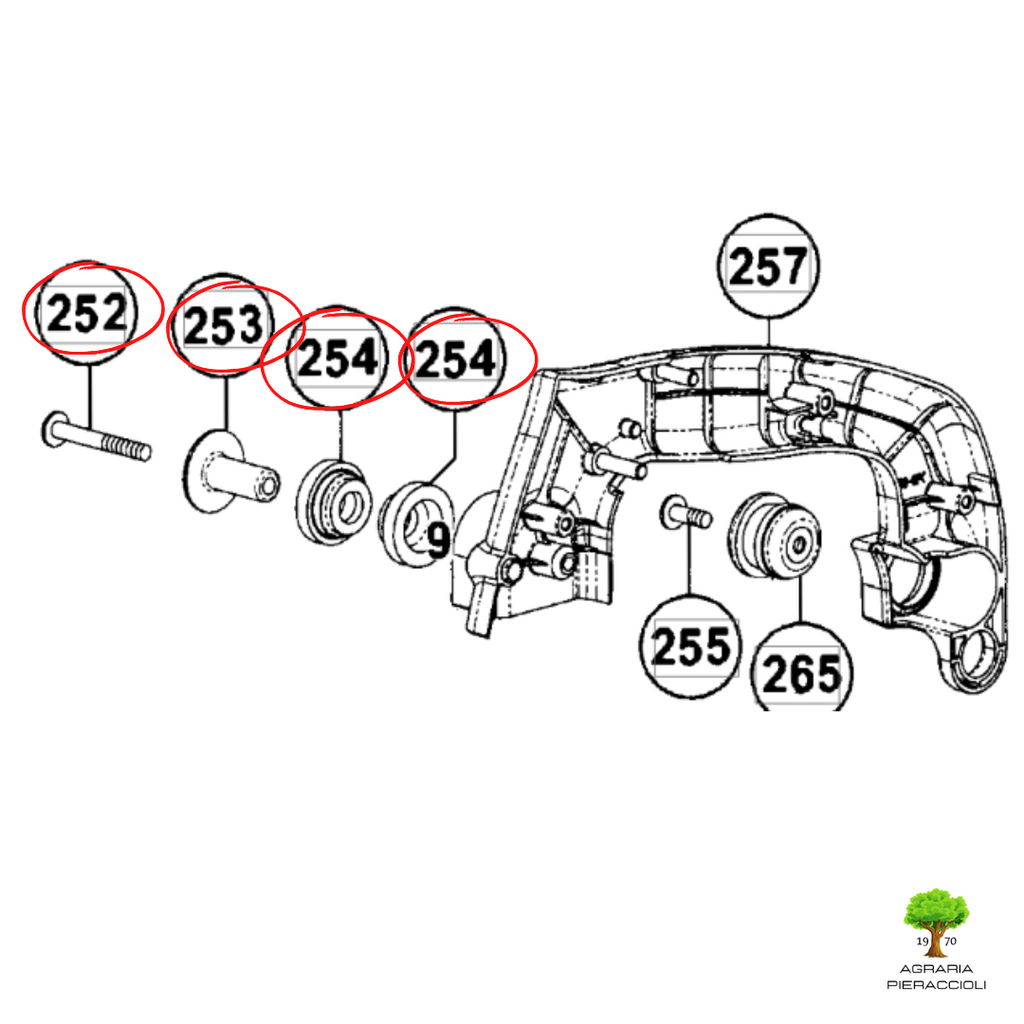 GOMMINI E VITE ORIGINALI PER IMPUGNATURA MOTOSEGA HITACHI CS25 TANAKA TCS 28015