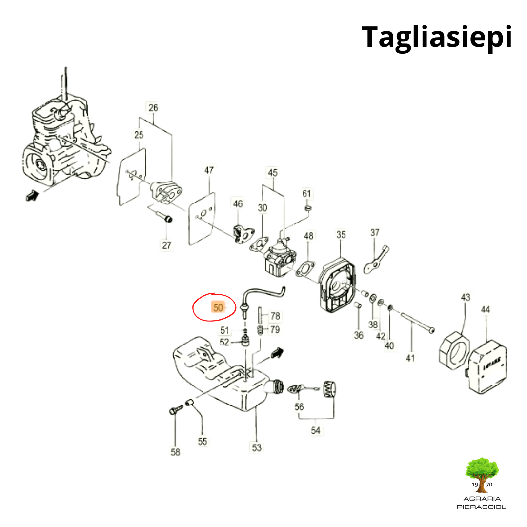 TUBO CON GOMMINO ORIGINALE MOTOSEGA CS25 TOSASIEPI POMPE HITACHI TANAKA TCS2804