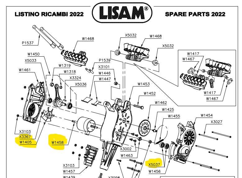 LISAM MOTORE ABBACCHIATORE OLIWATT2 ORIGINALE COMPLETO VENTOLA CUSCINETTI SEEGER6