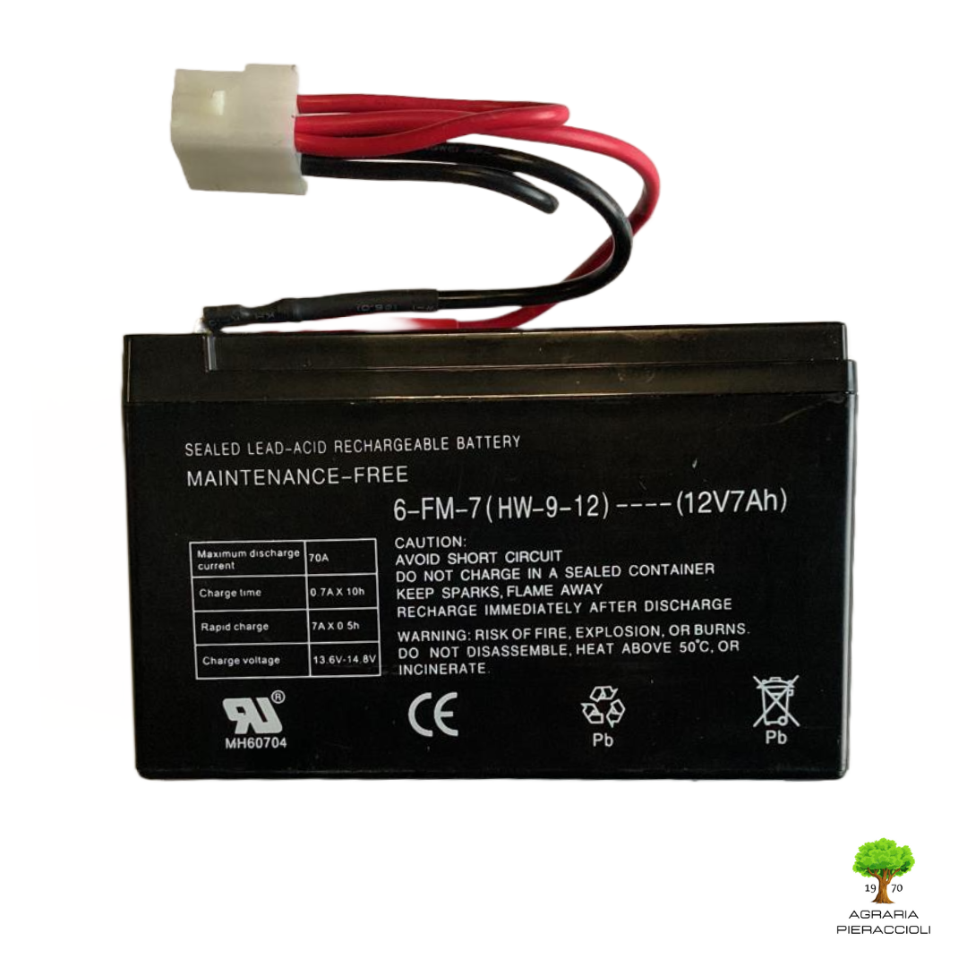 BATTERIA CON CAVI   12V 7AH PER TRATTORINI STIGA ALPINA CASTELGARDEN PIATTO 66CM0