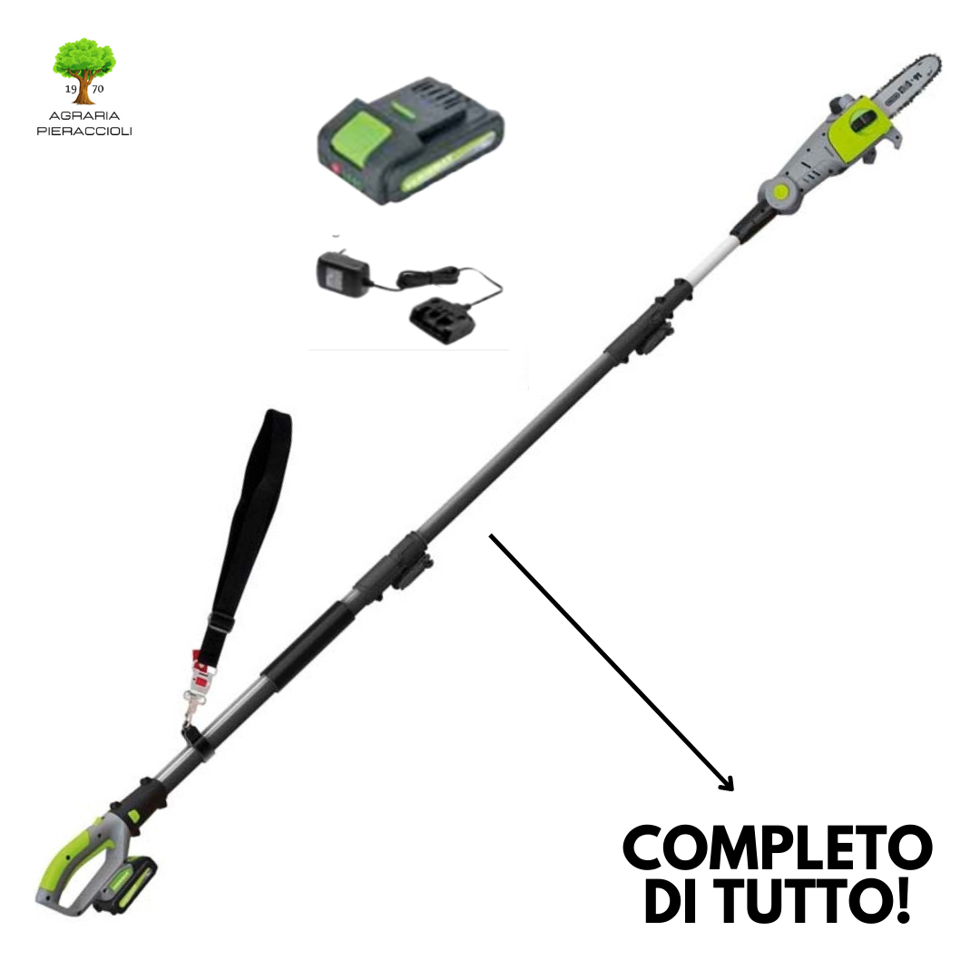 POTATORE TELESCOPICO A BATTERIA 20V VERDEMAX PT20 + BATTERIA 2Ah e CARICATORE0