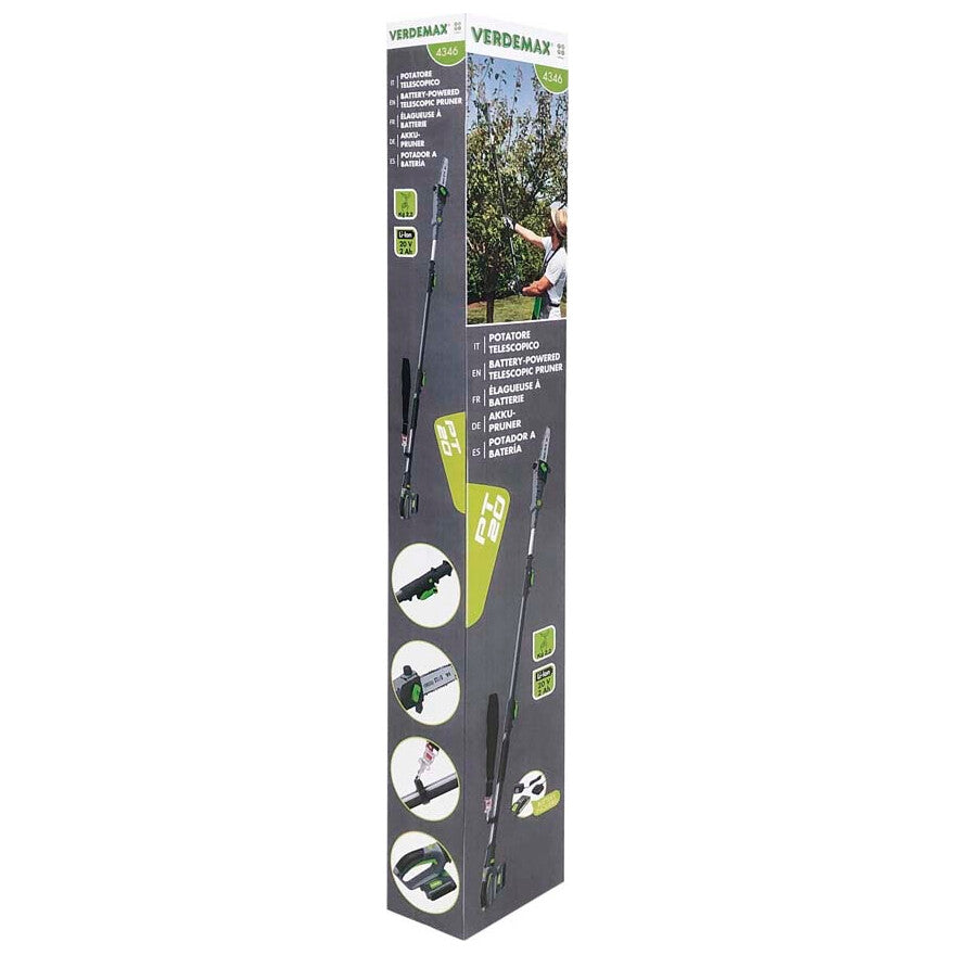 POTATORE TELESCOPICO A BATTERIA 20V VERDEMAX PT20 + BATTERIA 2Ah e CARICATORE8