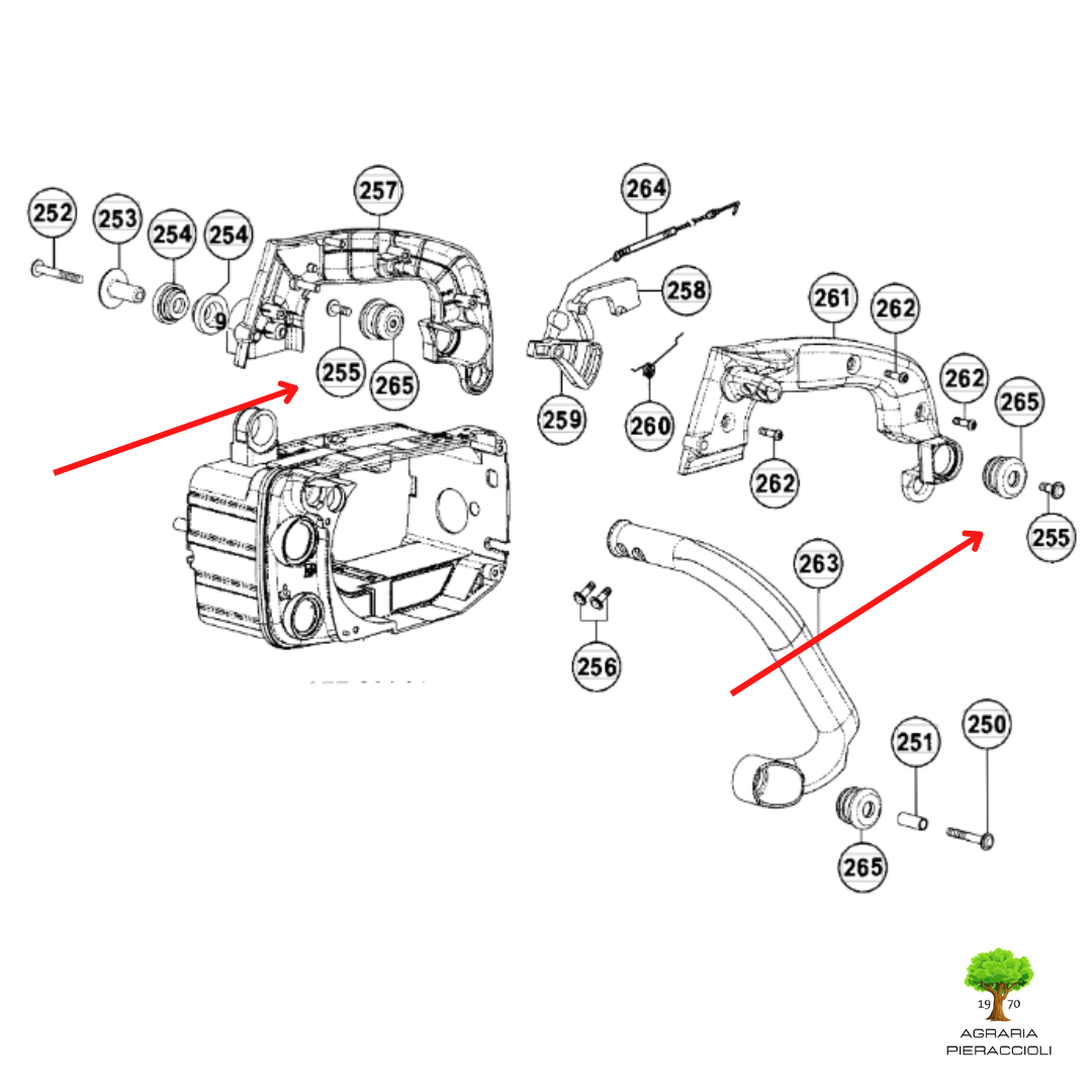 AMMORTIZZATORE + VITE ORIGINALI PER MOTOSEGA HITACHI CS25EC TANAKA TCS28016