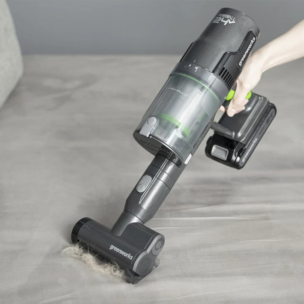 GREENWORKS SCOPA ASPIRAPOLVERE A BATTERIA 24V SENZA FILI + PIANTANA +6 ACCESSORI7