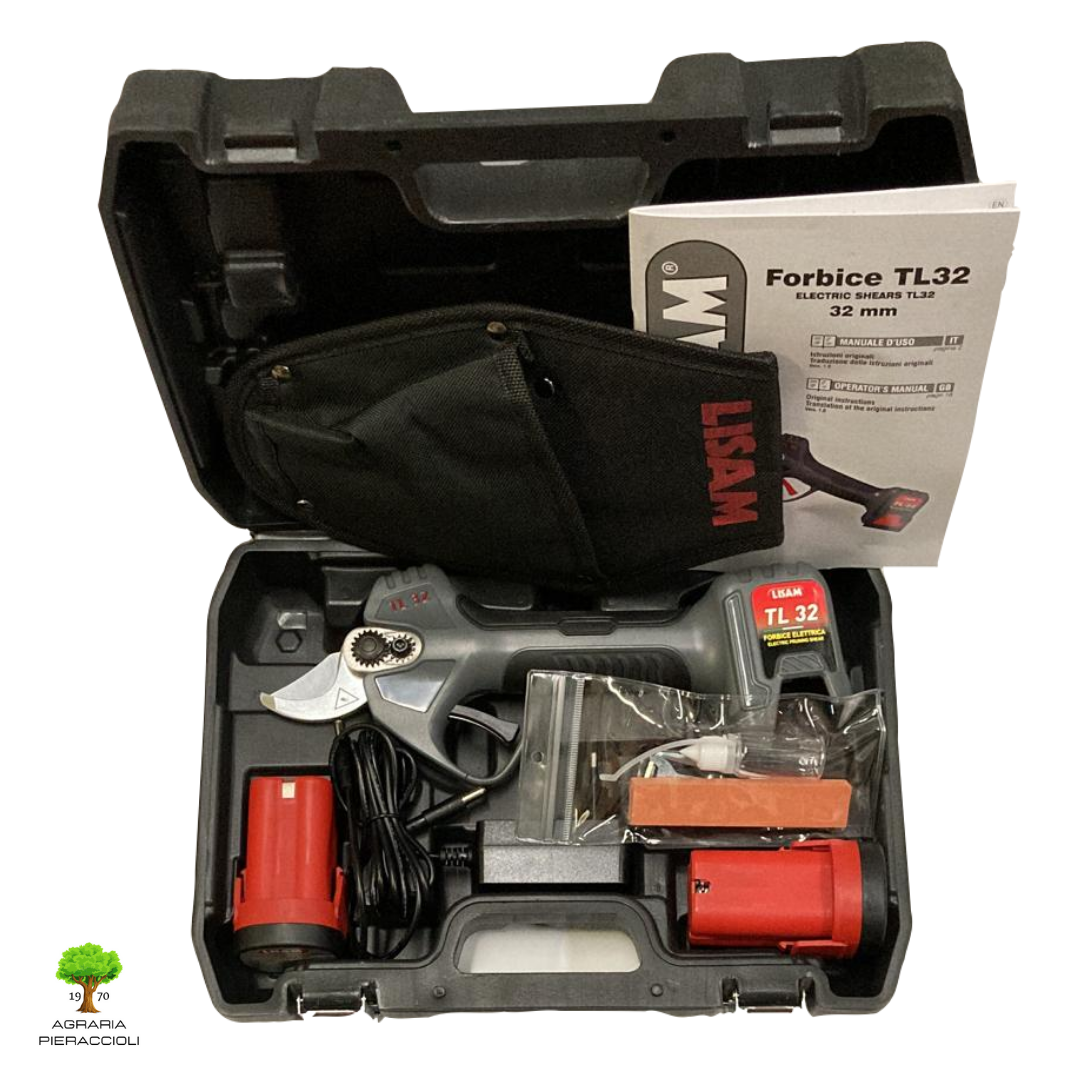LISAM TL32 FORBICE DA POTATURA A BATTERIA Ø32mm CON 2 BATTERIE FODERO VALIGETTA2