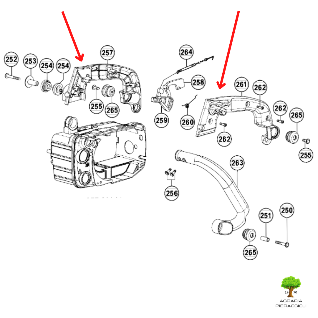 IMPUGNATURA COMPLETA  MOTOSEGA HITACHI CS25EC TANAKA TCS28017
