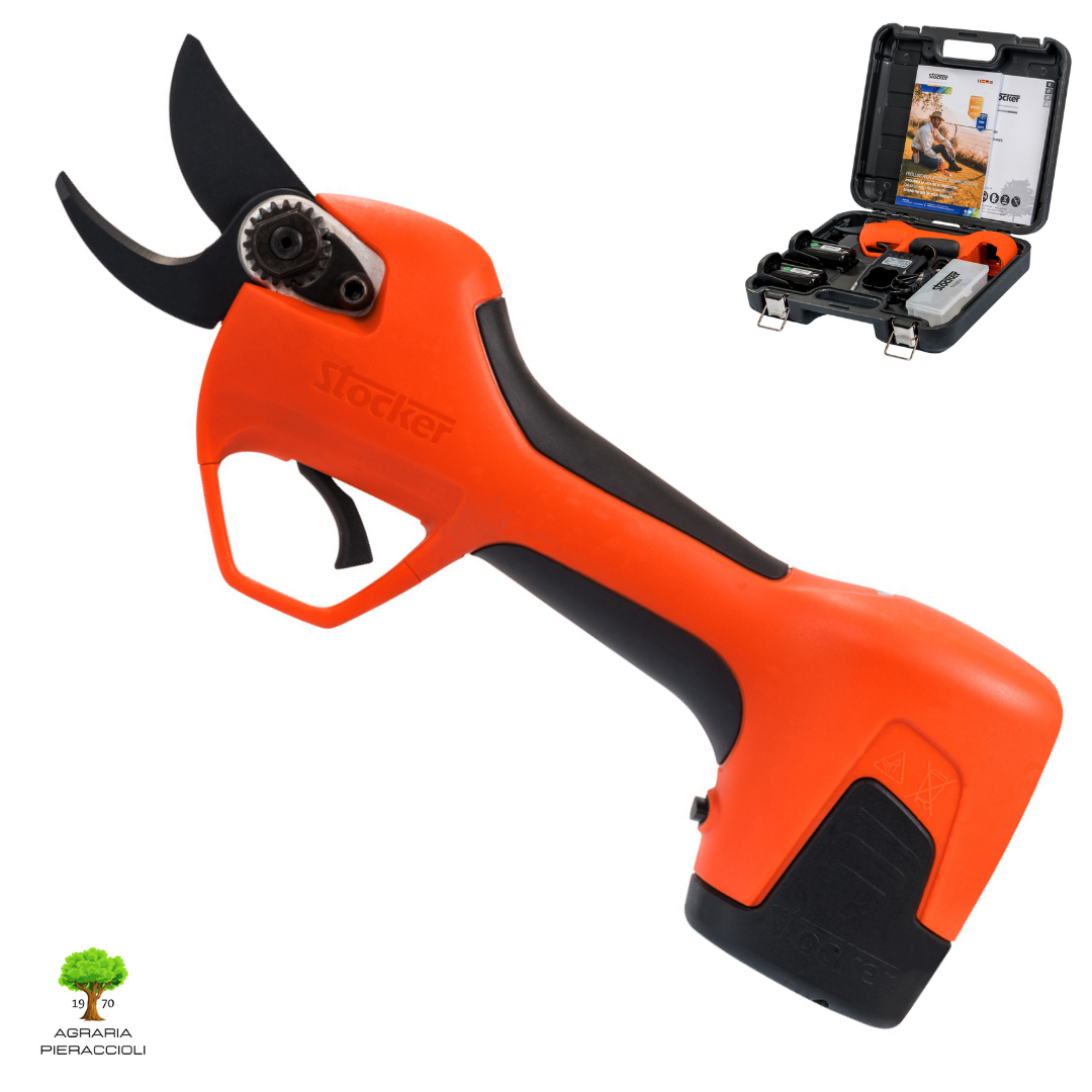 STOCKER VULCANO E-30 TP FORBICE DA POTATURA A BATTERIA + KIT 2 BATTERIE + FODERO4