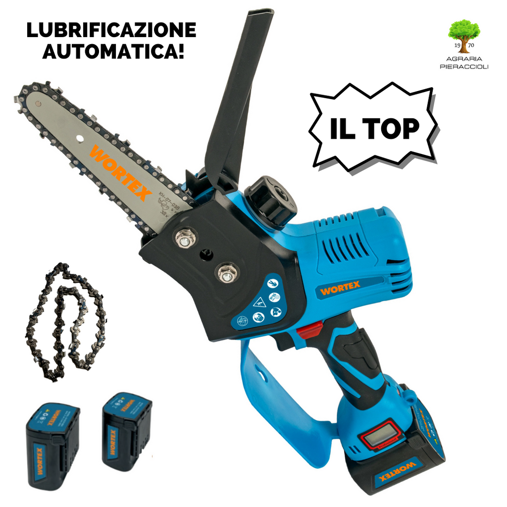 ELETTROSEGA/POTATORE A BATTERIA WORTEX SAW 100-M + 2 BATTERIE 2.5Ah e CARICATORE0