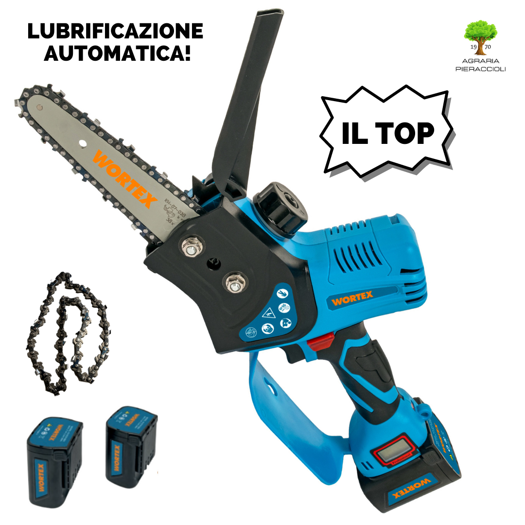 ELETTROSEGA/POTATORE A BATTERIA WORTEX SAW 100-M + 2 BATTERIE 2.5Ah e CARICATORE0