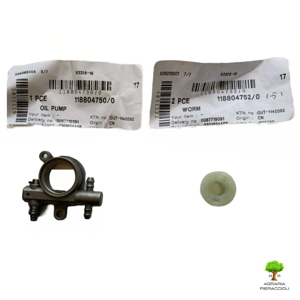 POMPA OLIO + VITE SENZA FINE ORIGINALE  MOTOSEGA STIGA ALPINA PR SP SPR  ACS APR4