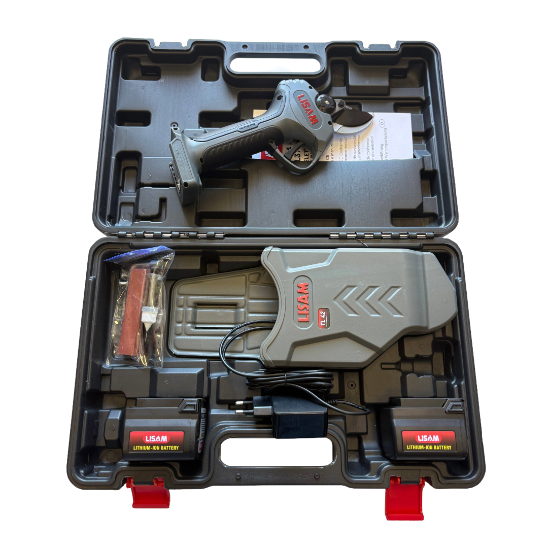 FORBICE DA POTATURA A BATTERIA LISAM TL42 Ø42mm 25,2V + 2 BATTERIE 2,6ah +FODERO2