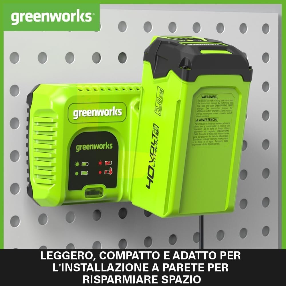 GREENWORKS G40CU5 CARICABATTERIE RAPIDO 5Ah ORIGINALE PER TUTTE LE BATTERIE 40V4