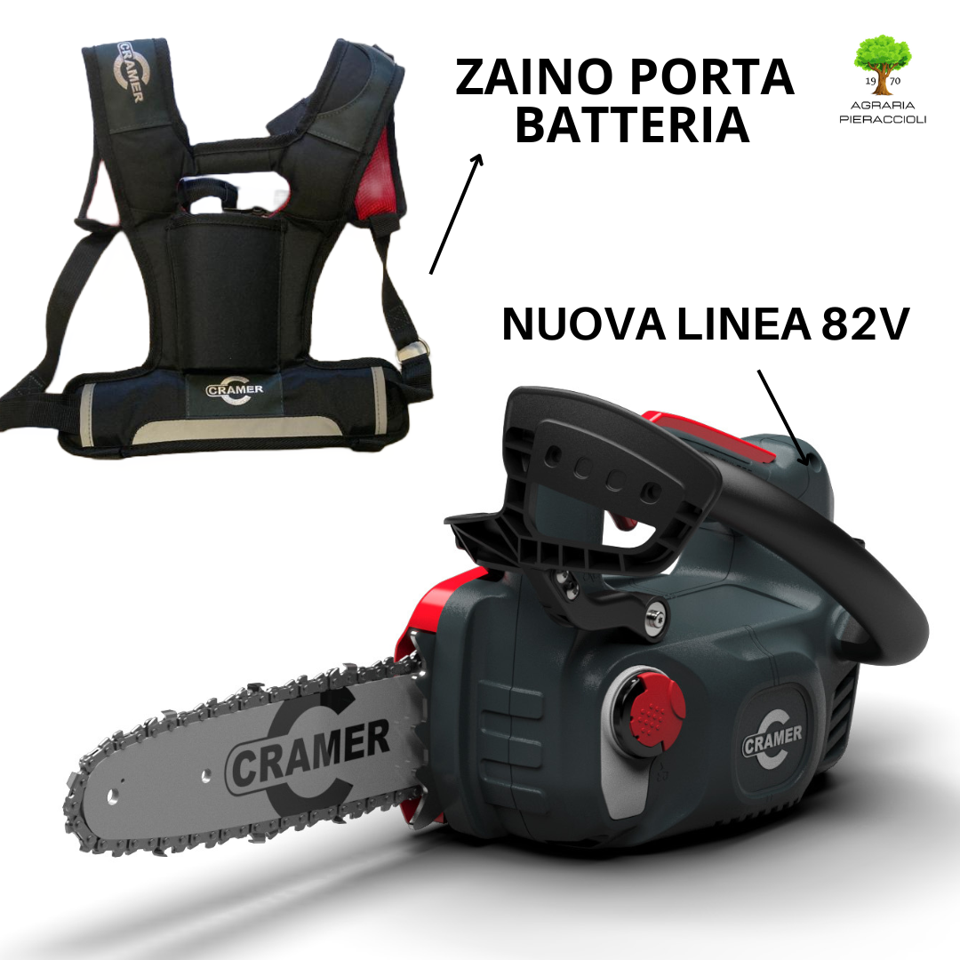 MOTOSEGA A BATTERIA 82V CRAMER 82TCS15 CON ZAINO PORTA BATTERIA - SENZA BATTERIA0