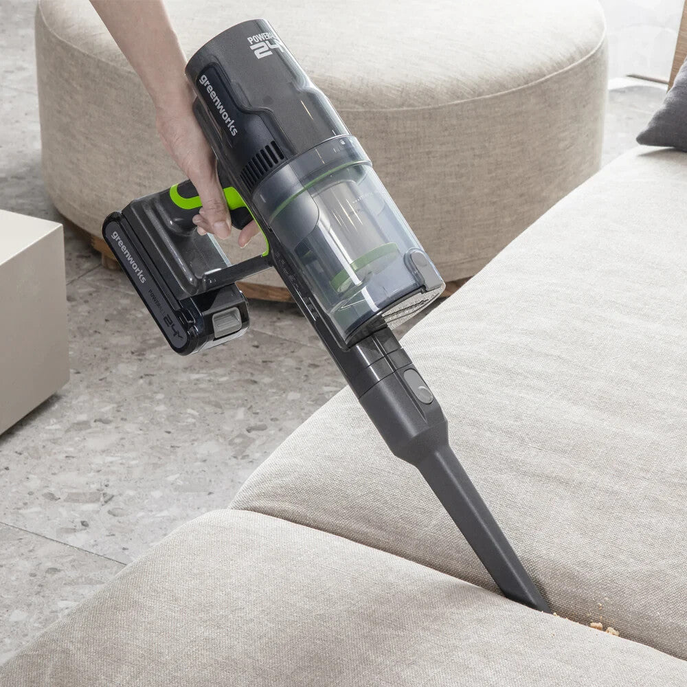 GREENWORKS SCOPA ASPIRAPOLVERE A BATTERIA 24V SENZA FILI + PIANTANA +6 ACCESSORI3